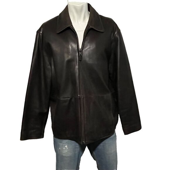 Marc New York Soft Lambs Leather Jacket Mens Quilt Lined Large